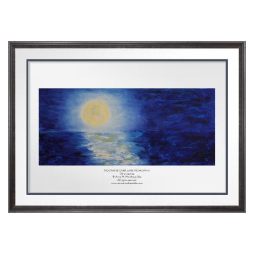 Moonrise Over Lake Michigan II painting framed poster