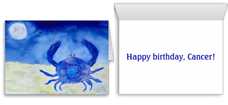 Cancer The Crab astrology birthday card