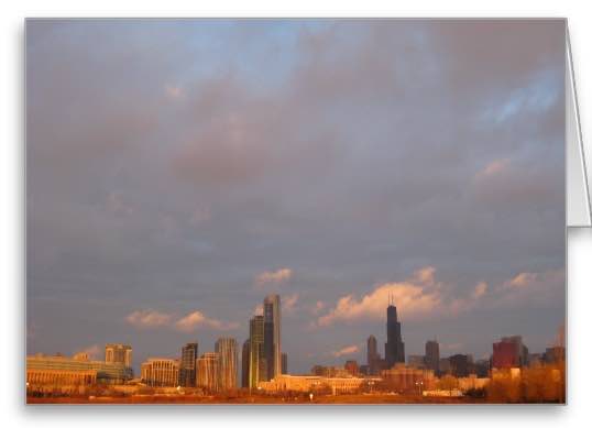 Chicago Skyline At Sunrise photograph greeting card