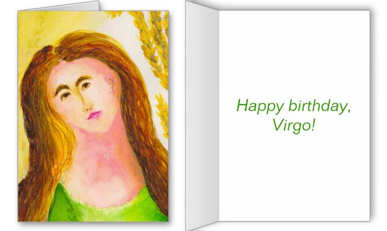 Virgo The Virgin astrology birthday card